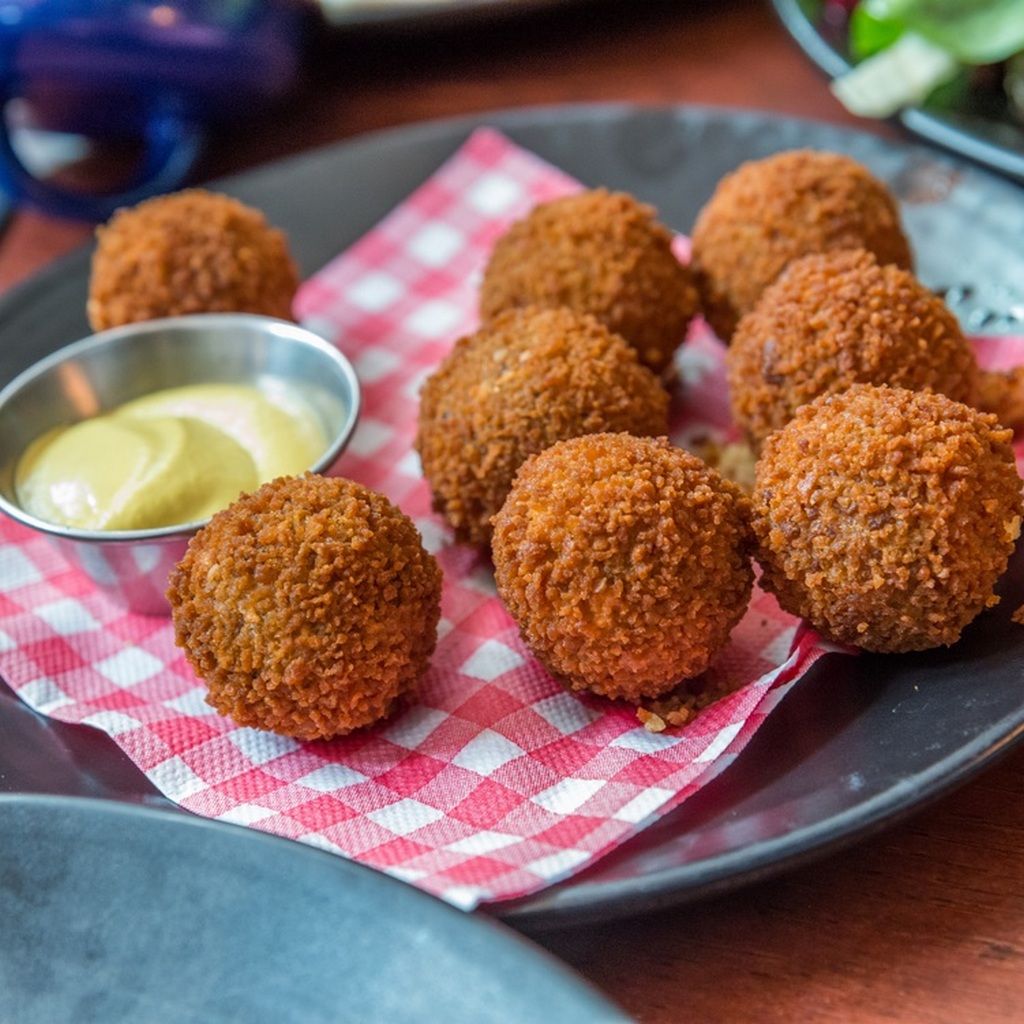 Bitterballen, a typically Dutch food croquet with mayo